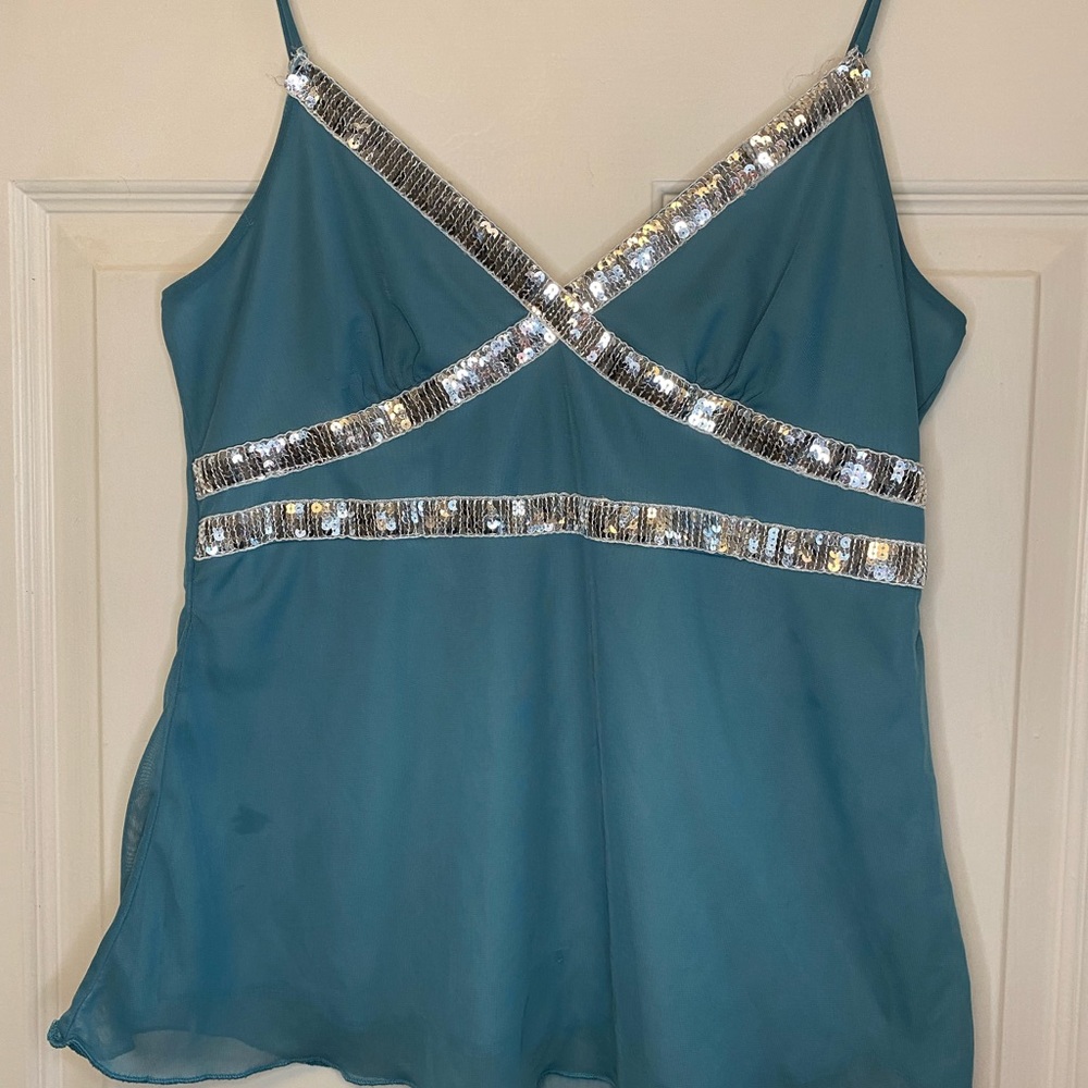 Teal and Sequined Charlotte Russe Tank